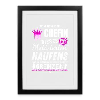 Patron de cette bande motivée Cadeaux de patron - Affiche encadrée (27 × 37 cm) - noir - Devant