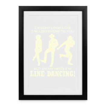 Humour de silhouette de danse en ligne - Affiche encadrée (27 × 37 cm) - noir - Devant