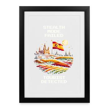 Furtivité échouée | Tourisme en Espagne - Affiche encadrée (27 × 37 cm) - noir - Devant
