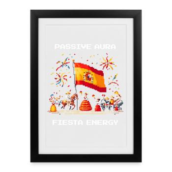 Aura passive, énergie de la fête | Parti Espagne - Affiche encadrée (27 × 37 cm) - noir - Devant