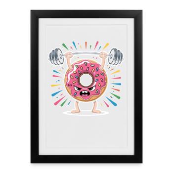 Donut strength training with sprinkles - Framed poster (27 × 37 cm) - black - Front