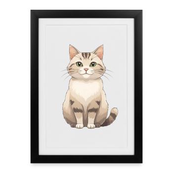 Amoureuse des chats en fourrure pastel - Affiche encadrée (27 × 37 cm) - noir - Devant