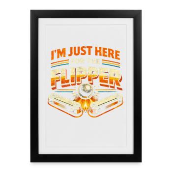 Joueur de flipper ici pour le joueur de flipper - Affiche encadrée (27 × 37 cm) - noir - Devant