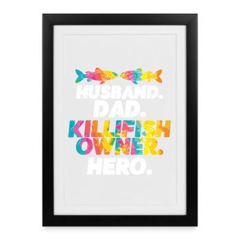 Toothcarp Killfish Toothballs Mari Papa - Affiche encadrée (27 × 37 cm) - noir - Devant