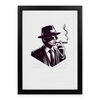 Noir-Gentleman mit Zigarre, Wer Entscheidet? - Gerahmtes Poster (27 × 37 cm) - Schwarz - Vorne