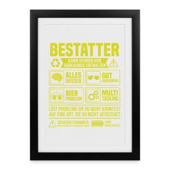 Undertaker – May contain traces of sarcasm - Framed poster (27 × 37 cm) - black - Front