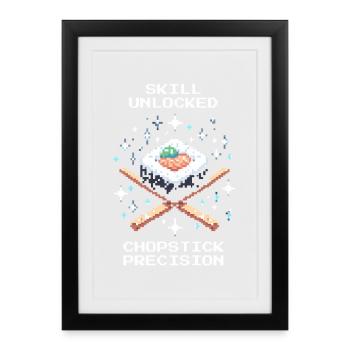 Skill Unlocked | Chopsticks Precision - Framed poster (27 × 37 cm) - black - Front