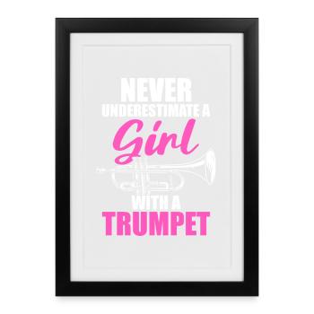 Une fille avec un trompettiste - Affiche encadrée (27 × 37 cm) - noir - Devant