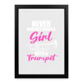 Une fille avec un trompettiste - Affiche encadrée (27 × 37 cm) - noir - Devant