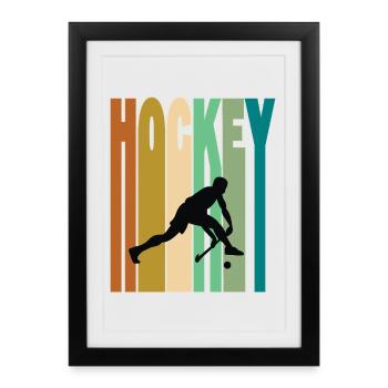 Field Hockey Mens Retro Vintage - Framed poster (27 × 37 cm) - black - Front
