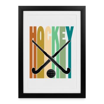 Field Hockey Retro Vintage - Framed poster (27 × 37 cm) - black - Front