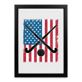 Field Hockey USA Flag  - Framed poster (27 × 37 cm) - black - Front
