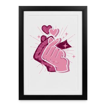Kpop Finger Heart Korean Pop Cute Love Korea Kpop - Framed poster (27 × 37 cm) - black - Front
