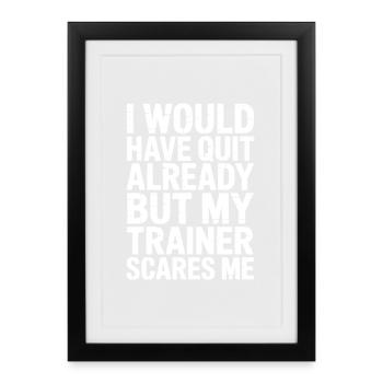 My Trainer Scares Me – Gym Humour Tee - Framed poster (27 × 37 cm) - black - Front