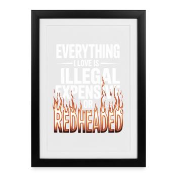 Everything I Love Is Illegal Expensive Rothaarig - Gerahmtes Poster (27 × 37 cm) - Schwarz - Vorne