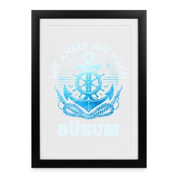 NORTH SEA WITH ANCHOR OFF TO BÜSUM Fun - Framed poster (27 × 37 cm) - black - Front