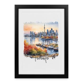 Toronto Canada, Toronto Watercolor - Framed poster (27 × 37 cm) - black - Front