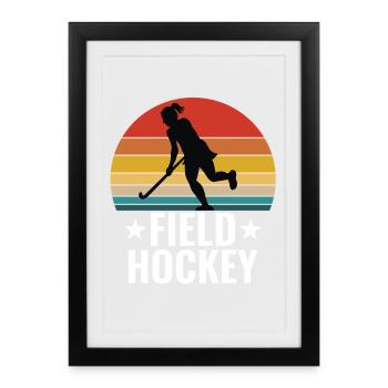 Field Hockey Womens Retro Vintage - Framed poster (27 × 37 cm) - black - Front