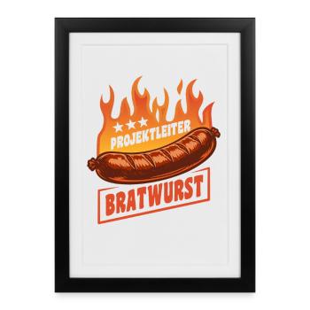 Project Manager Bratwurst | Grilling Flames Cult - Framed poster (27 × 37 cm) - black - Front
