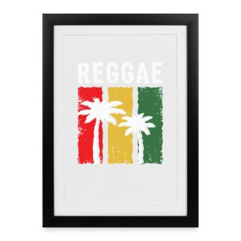 Reggae Palm Trees in Rasta Color Block - Framed poster (27 × 37 cm) - black - Front