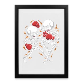 Boxing skeletons in bone rhythm - Framed poster (27 × 37 cm) - black - Front