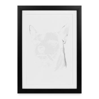 Chihuahua fumant un chien drôle mème humour Chi - Affiche encadrée (27 × 37 cm) - noir - Devant