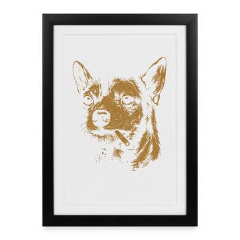 Chihuahua Smoking Funny Dog Humor Meme - Framed poster (27 × 37 cm) - black - Front
