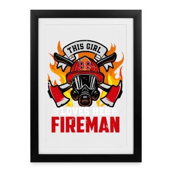 Pompiers - Affiche encadrée (27 × 37 cm) - noir - Devant
