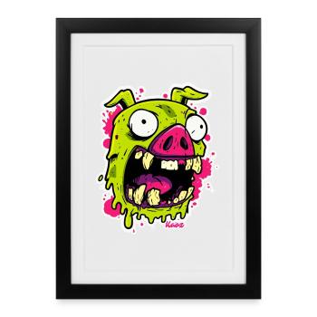 Zombi Pigs Face - Framed poster (27 × 37 cm) - black - Front