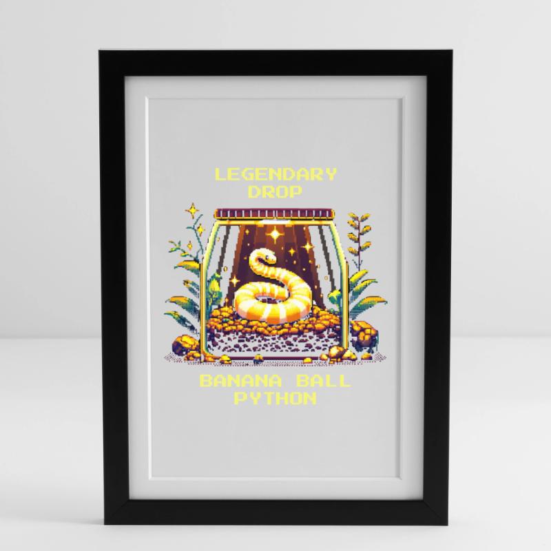 Découverte légendaire : python romain banane | Python Affiche encadrée (27 × 37 cm)