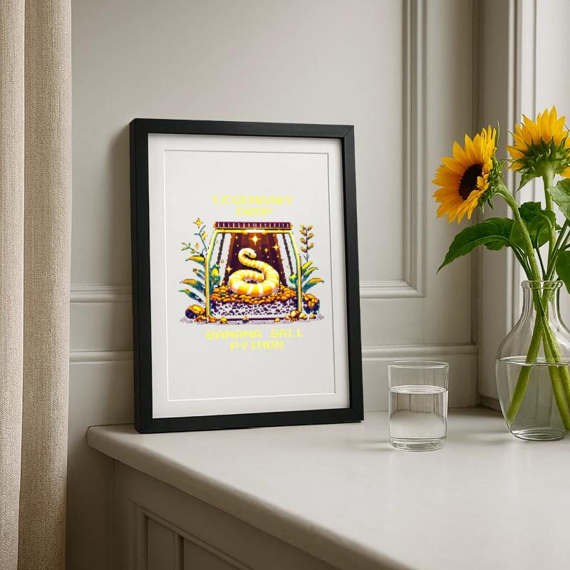 Découverte légendaire : python romain banane | Python Affiche encadrée (27 × 37 cm)