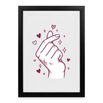 Kpop Korean Music Cute Finger Heart Love Korea - Framed poster (27 × 37 cm) - black - Front
