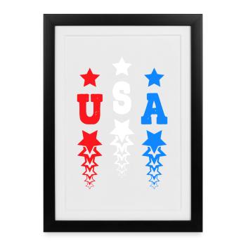 USA Star Monogram United States Of America  - Framed poster (27 × 37 cm) - black - Front