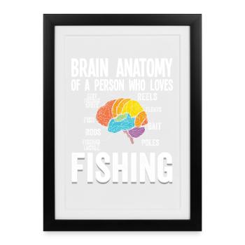 Anatomie du cerveau d’un amateur de pêche - Affiche encadrée (27 × 37 cm) - noir - Devant
