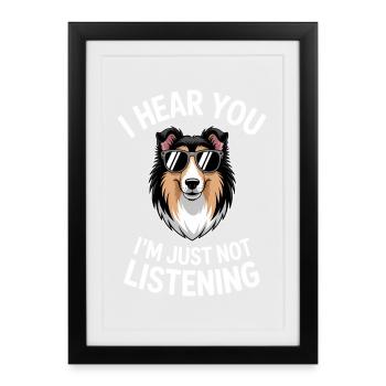 Dictions du collie à poils longs cadeau du collie à poils longs - Affiche encadrée (27 × 37 cm) - noir - Devant