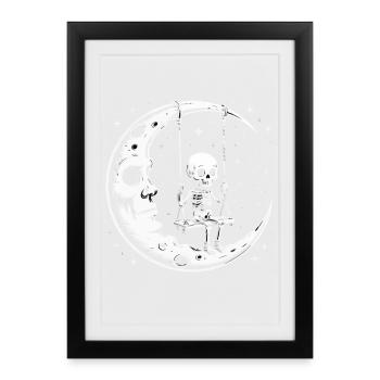 Squelette de la Balançoire Lunaire - Affiche encadrée (27 × 37 cm) - noir - Devant