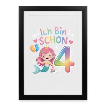 J’ai déjà 4 ans de sirène - Affiche encadrée (27 × 37 cm) - noir - Devant