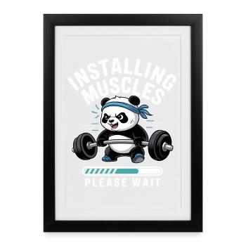 Renforcement de la force du panda – Veuillez patienter - Affiche encadrée (27 × 37 cm) - noir - Devant
