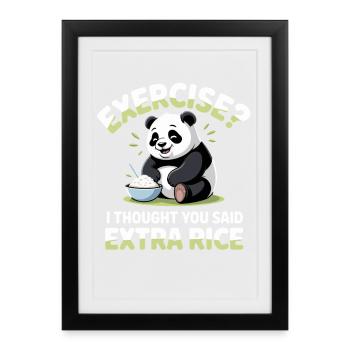 Panda Humor: Extra Rice Cartoon - Framed poster (27 × 37 cm) - black - Front