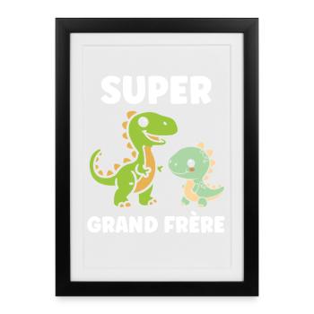 Super Grand Frère Dinosaures - Affiche encadrée (27 × 37 cm) - noir - Devant