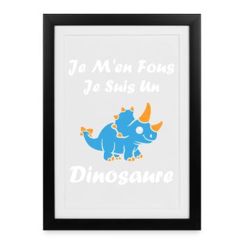 Dino bleu: phrases rigolotes - Affiche encadrée (27 × 37 cm) - noir - Devant