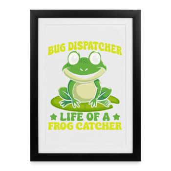 Frog Catcher Bug Dispatcher Life Of A Catcher Frog - Framed poster (27 × 37 cm) - black - Front