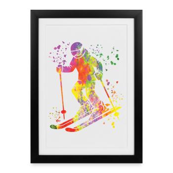 Ski alpin Sports d’hiver Ski nordique - Affiche encadrée (27 × 37 cm) - noir - Devant