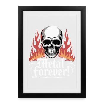Flamme du Crâne de Métal pour Toujours - Affiche encadrée (27 × 37 cm) - noir - Devant