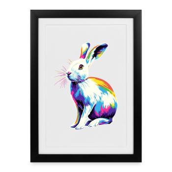 Lapin de montagne Lièvre arctique Labiin albinos Lapin blanc - Affiche encadrée (27 × 37 cm) - noir - Devant