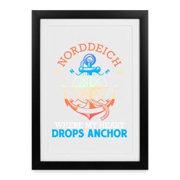 Mer du Nord DIGUE NORD OÙ MON CŒUR JETTE L’ANCRE Drôle - Affiche encadrée (27 × 37 cm) - noir - Devant