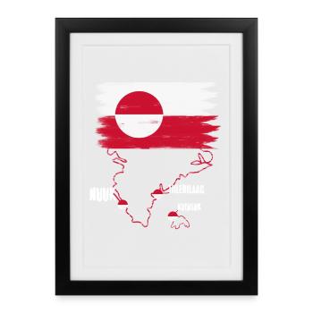 Greenland flag nuuk - Framed poster (27 × 37 cm) - black - Front