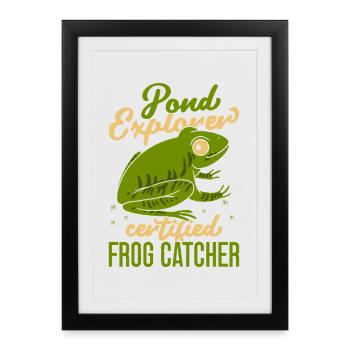 Grenouille certifiée Frog Catcher Pond Explorer - Affiche encadrée (27 × 37 cm) - noir - Devant