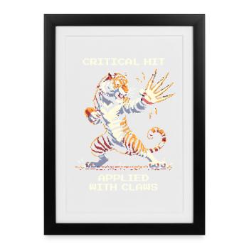 Critical Hit with Claws | Tiger Humor - Framed poster (27 × 37 cm) - black - Front