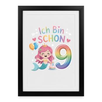 I'm already 9 Mermaid Birthday - Framed poster (27 × 37 cm) - black - Front